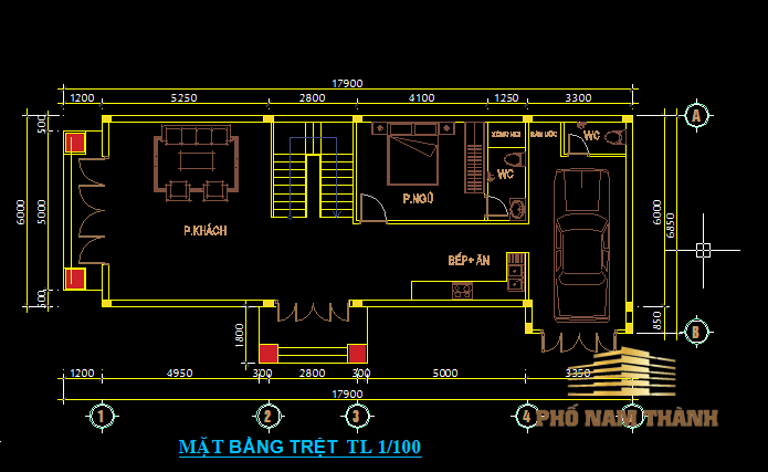 nhà 2 tầng 2 mặt tiền mái thái